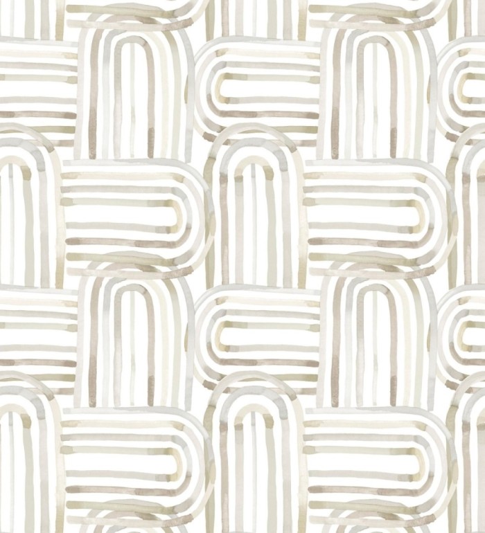 Papel pintado de arcos translúcidos tonos beige y grises - Arlo Looping 684010