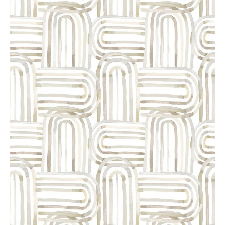 Papel pintado de arcos translúcidos tonos beige y grises - Arlo Looping 684010