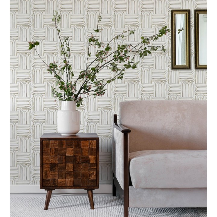 Papel pintado de arcos translúcidos tonos beige y grises - Arlo Looping 684010