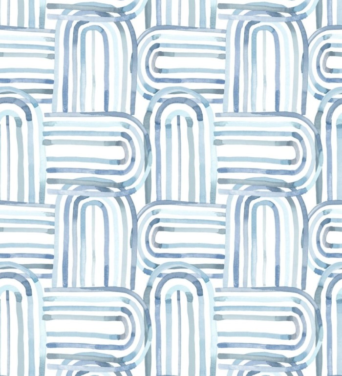 Papel pintado de arcos translúcidos tonos azules - Arlo Looping 684011