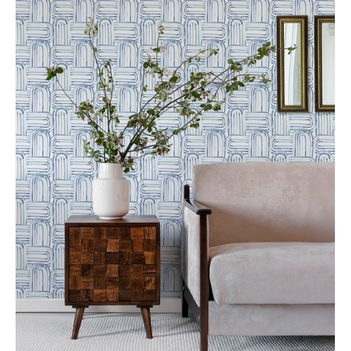 Papel pintado de arcos translúcidos tonos azules - Arlo Looping 684011