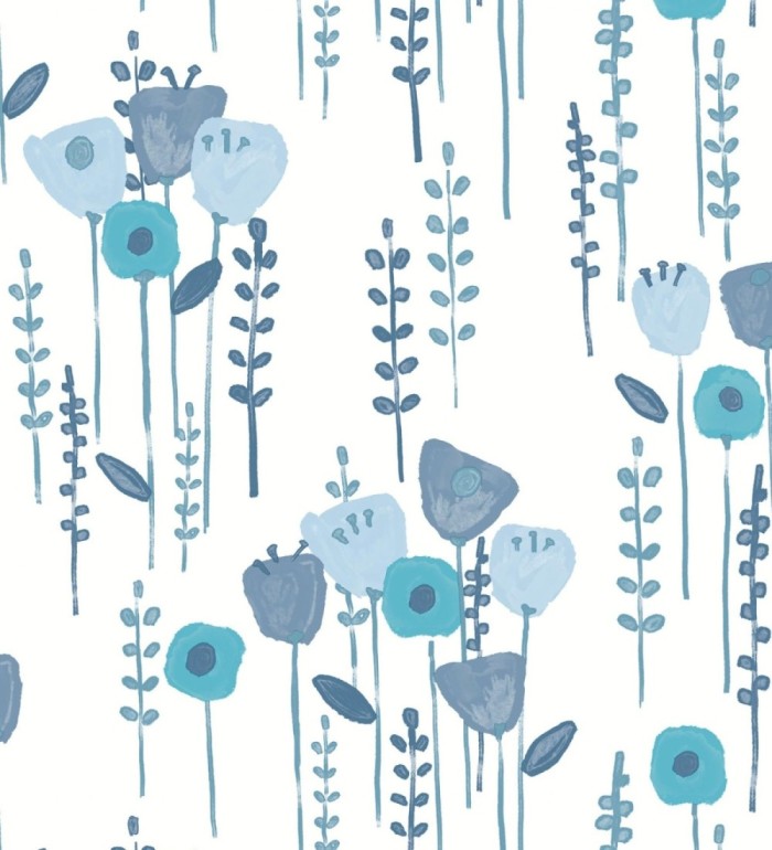 Papel pintado ramilletes de flores tonos azules - Freya Meadow 684012