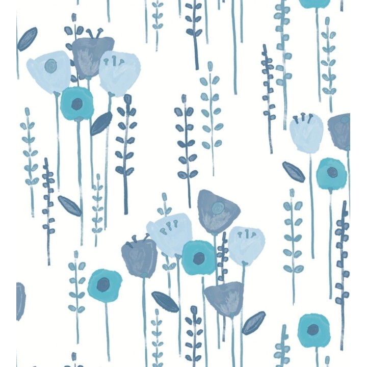 Papel pintado ramilletes de flores tonos azules - Freya Meadow 684012