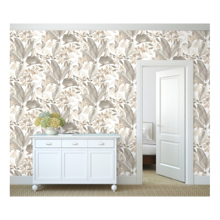 Papel pintado hojas grandes con pájaros - Secret Garden 126405