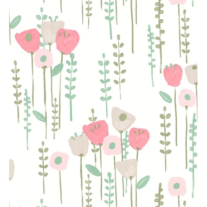 Papel pintado ramilletes de flores tonos rosa - Freya Meadow 684013