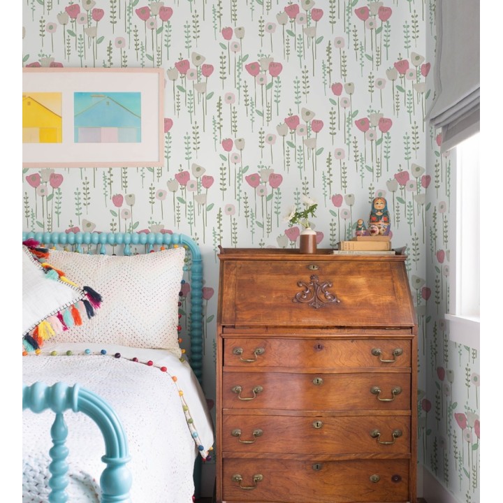 Papel pintado ramilletes de flores tonos rosa - Freya Meadow 684013