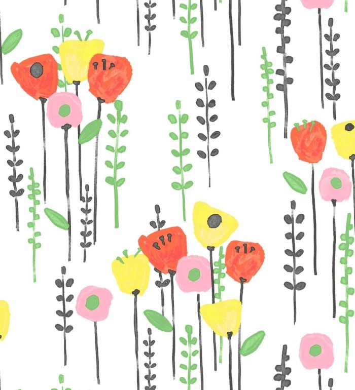 Papel pintado ramilletes de flores tonos amarillos rosas y amarillos - Freya Meadow 684014