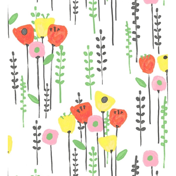 Papel pintado ramilletes de flores tonos amarillos rosas y amarillos - Freya Meadow 684014