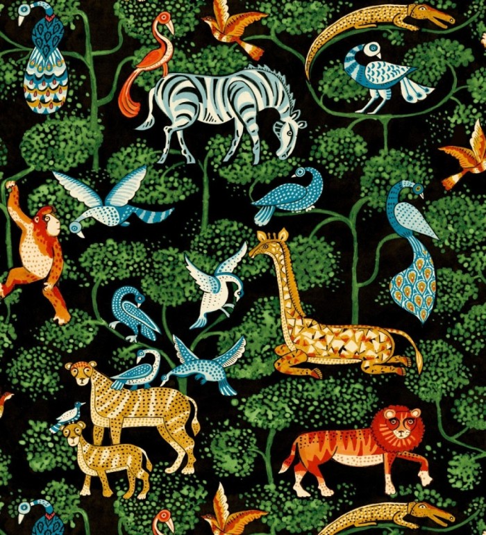 Papel pintado bestiario ilustrado en una selva de ensueño - Mowgli Wild 684022