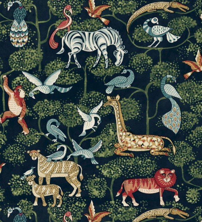 Papel pintado bestiario ilustrado en una selva de ensueño - Mowgli Wild 684023