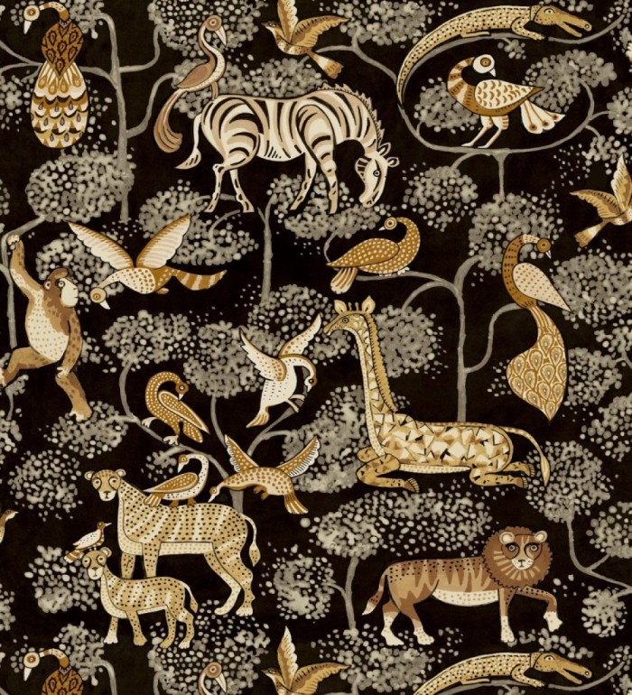 Papel pintado bestiario ilustrado en una selva de ensueño - Mowgli Wild 684025