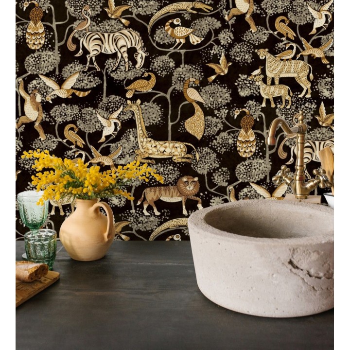 Papel pintado bestiario ilustrado en una selva de ensueño - Mowgli Wild 684025