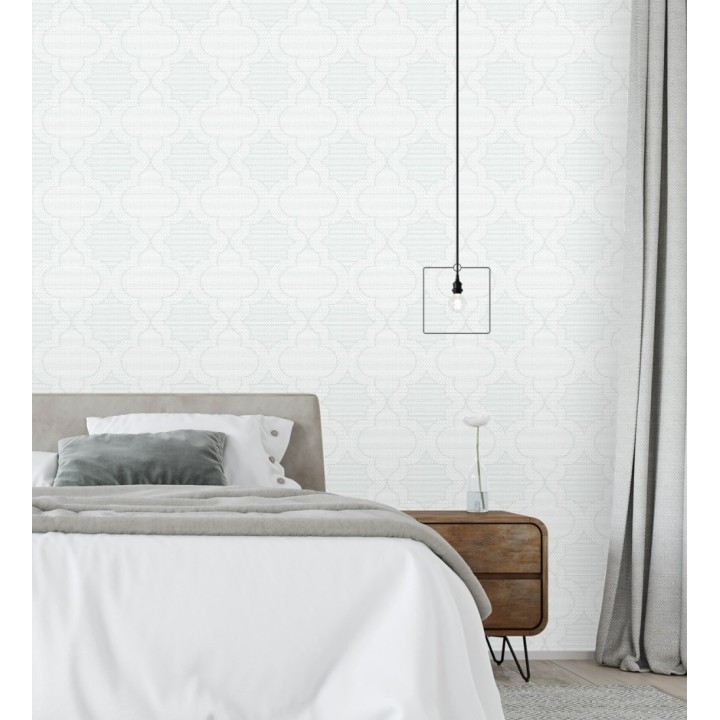 Papel pintado de cuadrifolios andalusíes color verde agua - Malik Mosaic 684026