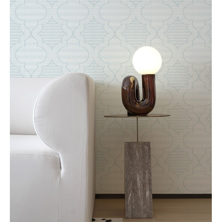 Papel pintado de cuadrifolios andalusíes color azul pastel - Malik Mosaic 684027