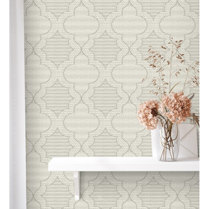 Papel pintado de cuadrifolios andalusíes color visón - Malik Mosaic 684028