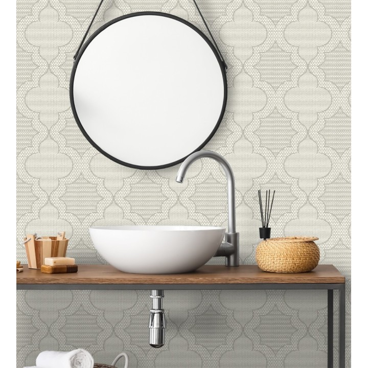 Papel pintado de cuadrifolios andalusíes color visón - Malik Mosaic 684028