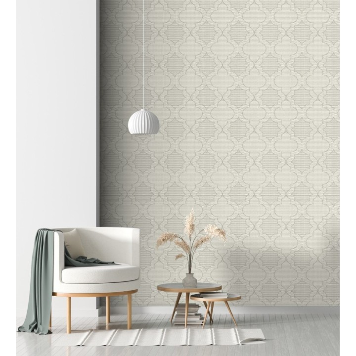 Papel pintado de cuadrifolios andalusíes color visón - Malik Mosaic 684028