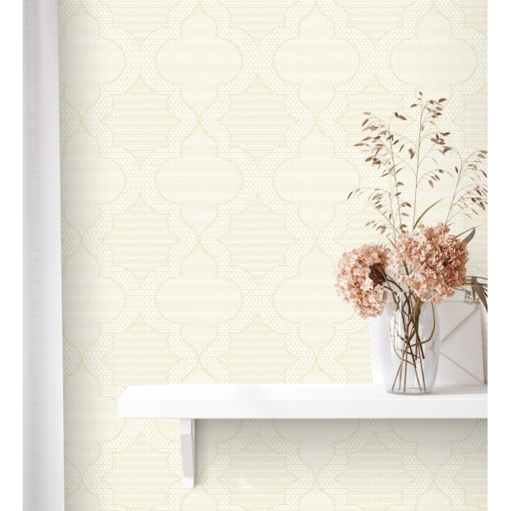 Papel pintado de cuadrifolios andalusíes color amarillo - Malik Mosaic 684030