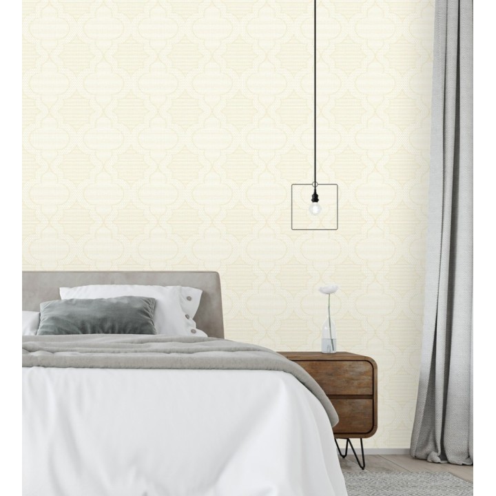 Papel pintado de cuadrifolios andalusíes color amarillo - Malik Mosaic 684030