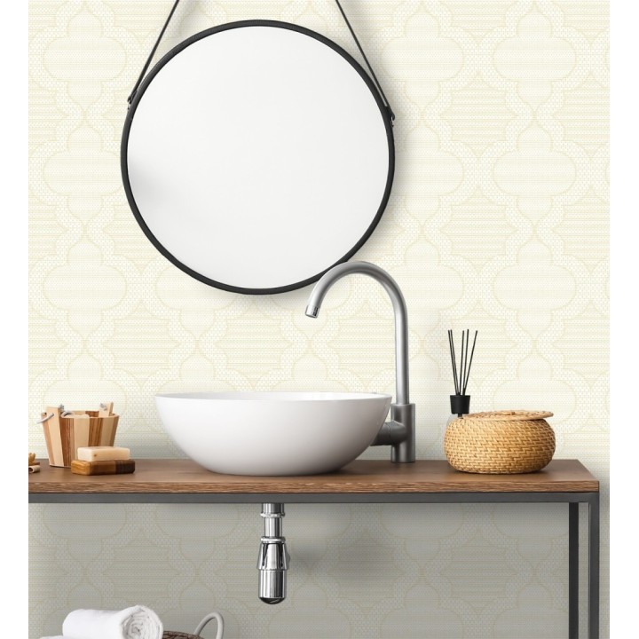 Papel pintado de cuadrifolios andalusíes color amarillo - Malik Mosaic 684030