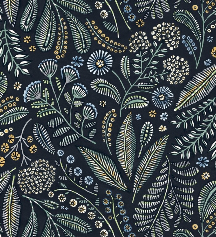 Papel pintado botánico de flores silvestres estilo folk - Sari Folk 684031