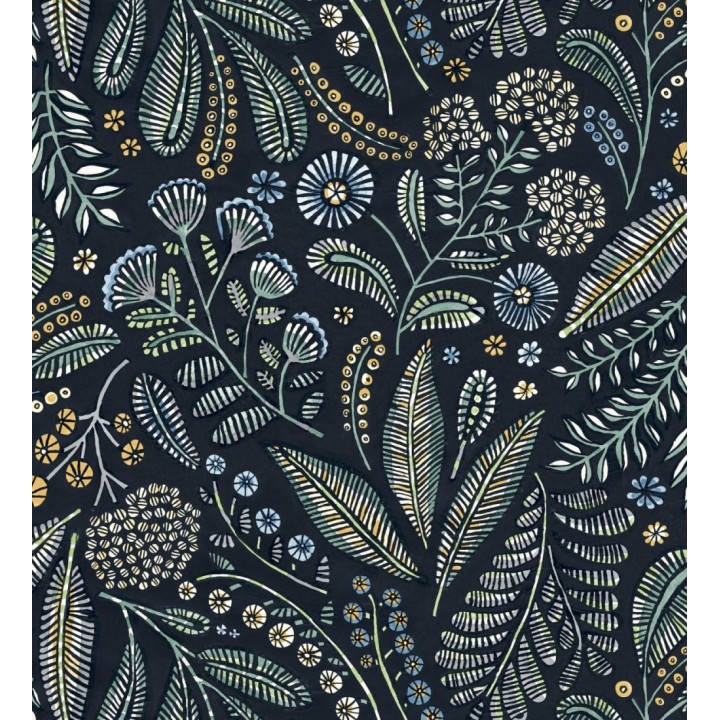 Papel pintado botánico de flores silvestres estilo folk - Sari Folk 684031