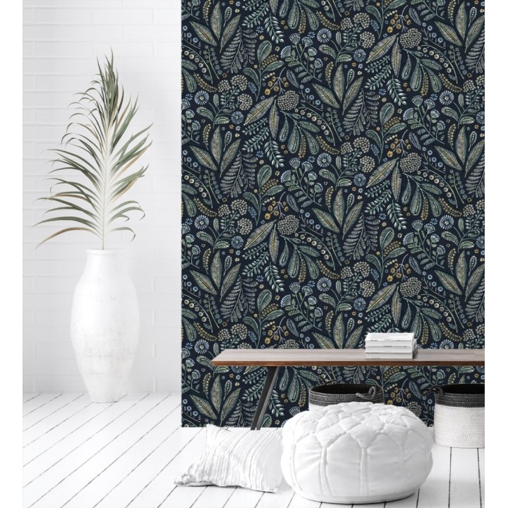 Papel pintado botánico de flores silvestres estilo folk - Sari Folk 684031