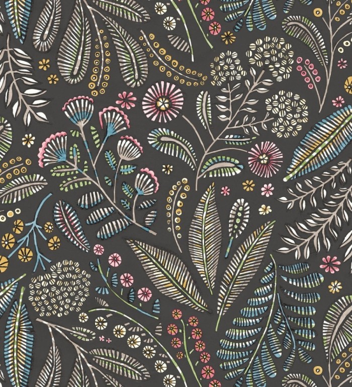 Papel pintado botánico de flores silvestres estilo folk - Sari Folk 684032