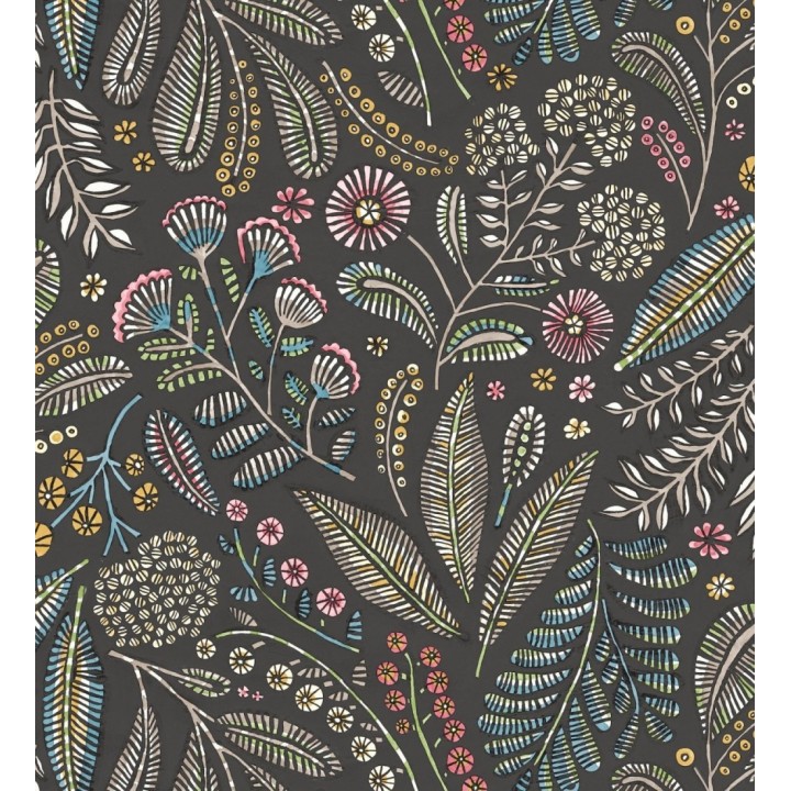 Papel pintado botánico de flores silvestres estilo folk - Sari Folk 684032