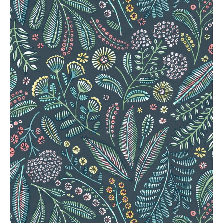 Papel pintado botánico de flores silvestres estilo folk - Sari Folk 684033