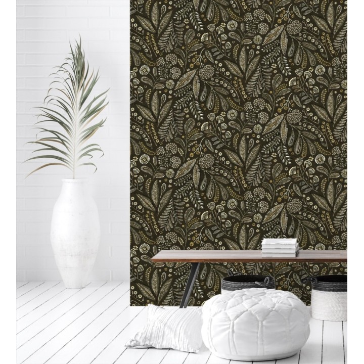 Papel pintado botánico de flores silvestres estilo folk - Sari Folk 684034