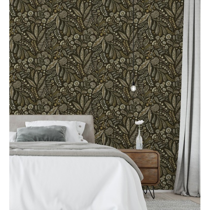 Papel pintado botánico de flores silvestres estilo folk - Sari Folk 684034