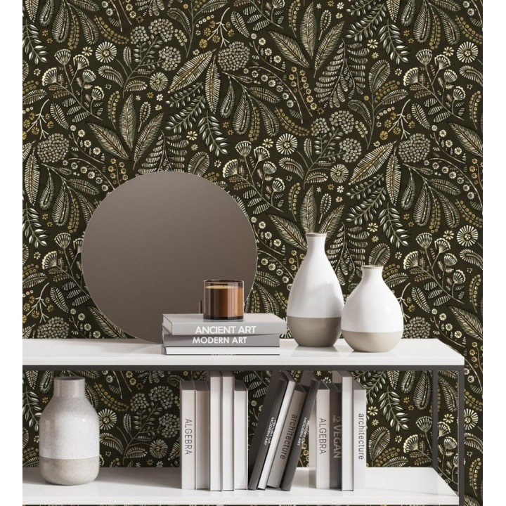 Papel pintado botánico de flores silvestres estilo folk - Sari Folk 684034