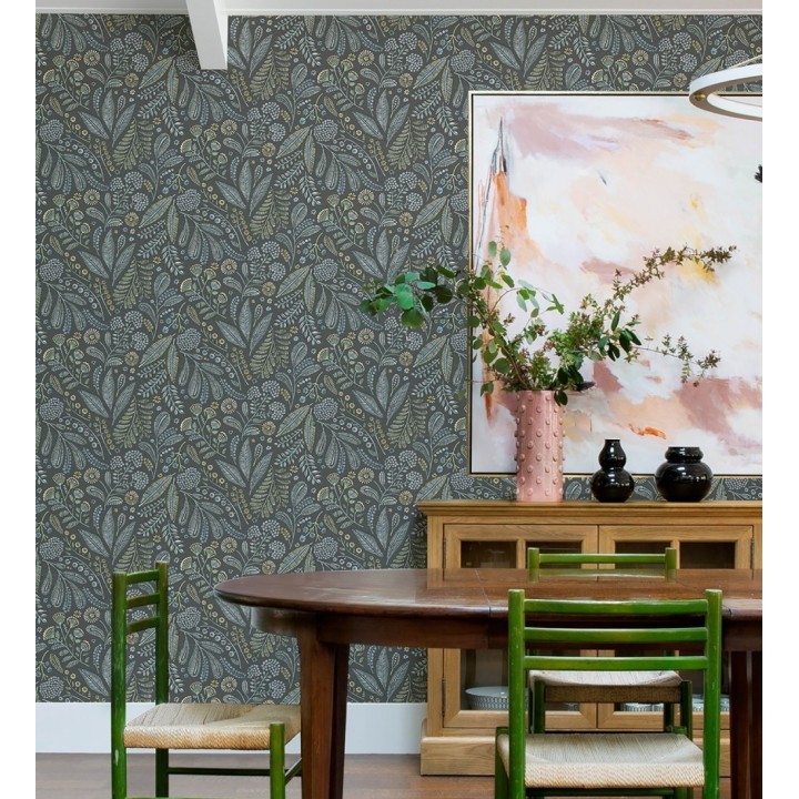 Papel pintado botánico de flores silvestres estilo folk - Sari Folk 684035