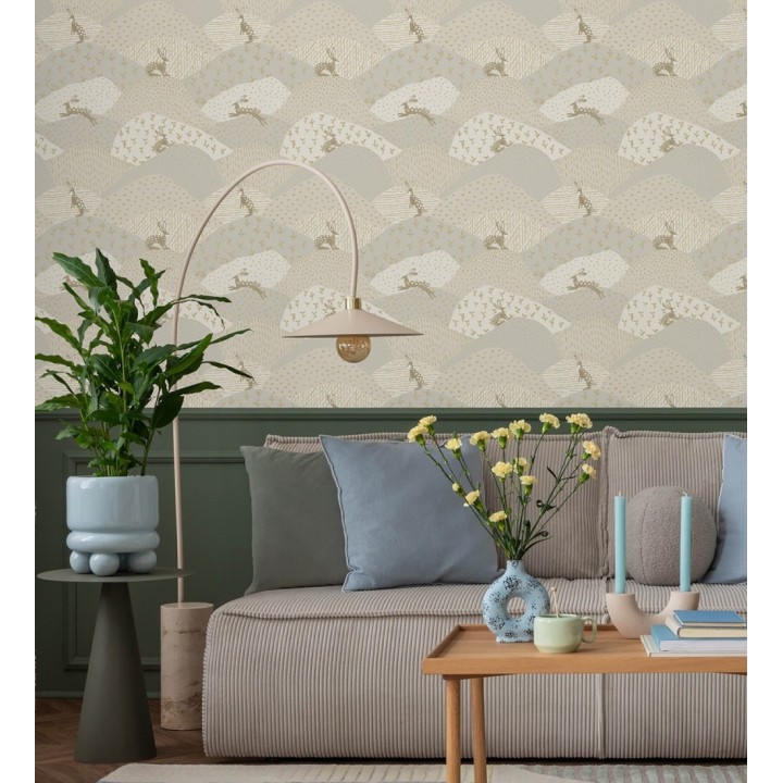 Papel pintado de liebres en el campo estilo Cottagecore - Maya Fluffy 684036