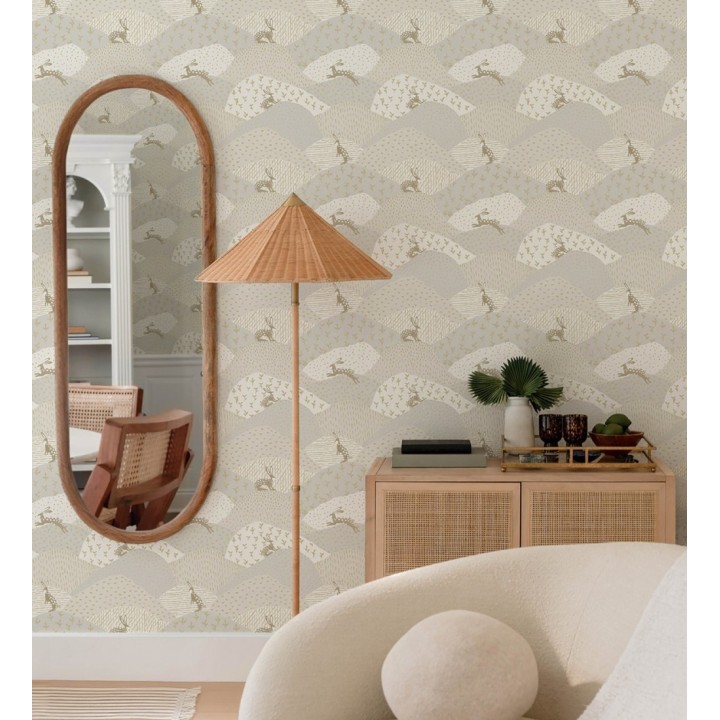 Papel pintado de liebres en el campo estilo Cottagecore - Maya Fluffy 684036