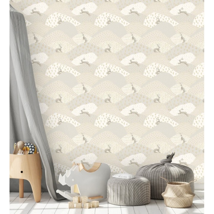 Papel pintado de liebres en el campo estilo Cottagecore - Maya Fluffy 684036