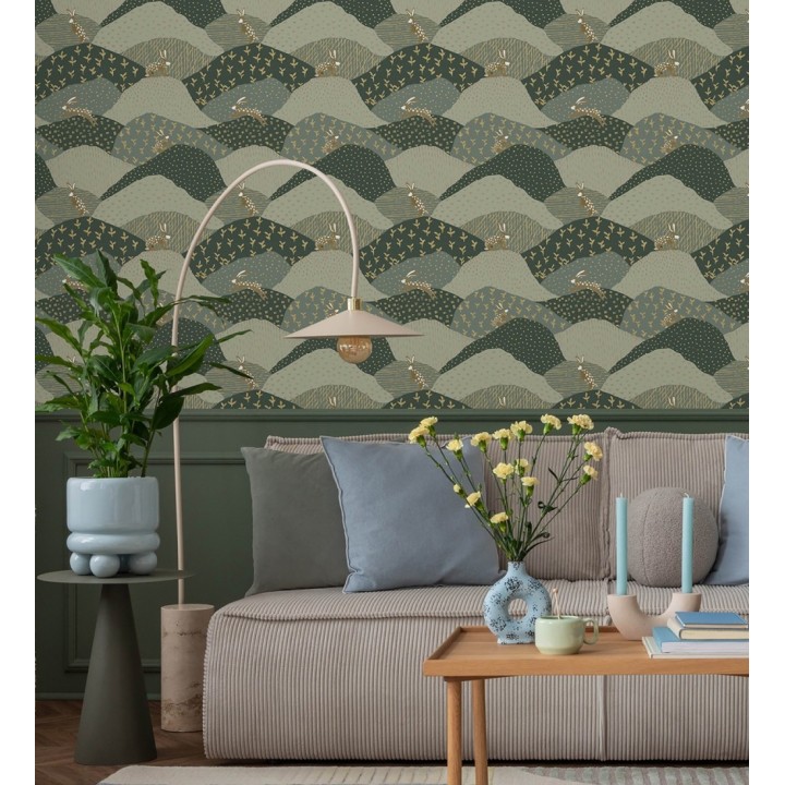 Papel pintado de liebres en el campo estilo Cottagecore - Maya Fluffy 684037