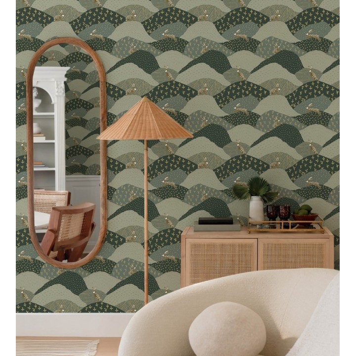 Papel pintado de liebres en el campo estilo Cottagecore - Maya Fluffy 684037