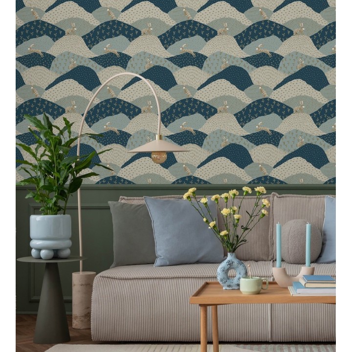 Papel pintado de liebres en el campo estilo Cottagecore - Maya Fluffy 684038