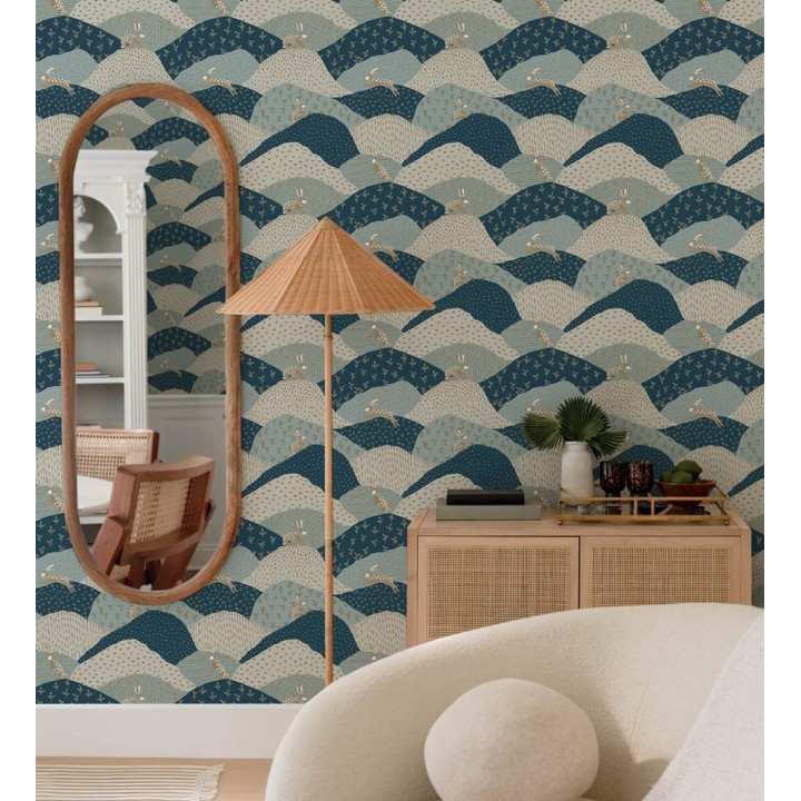 Papel pintado de liebres en el campo estilo Cottagecore - Maya Fluffy 684038