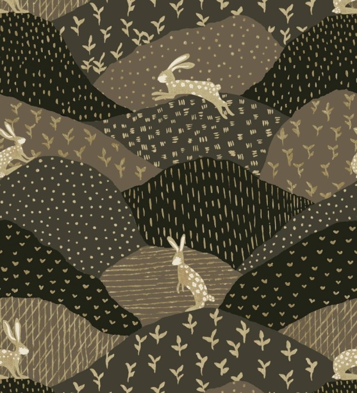 Papel pintado de liebres en el campo estilo cottagecore - Maya Fluffy 684039