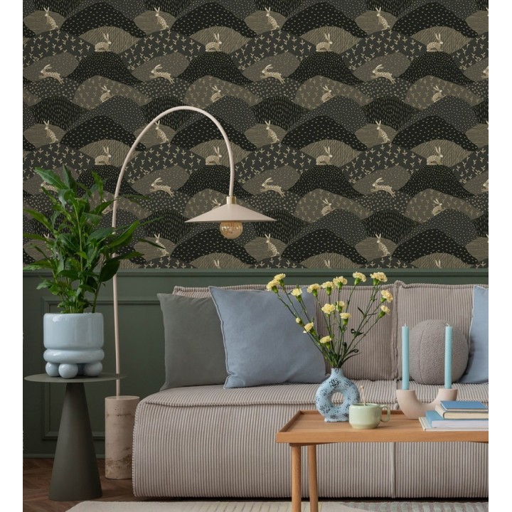 Papel pintado de liebres en el campo estilo Cottagecore - Maya Fluffy 684039