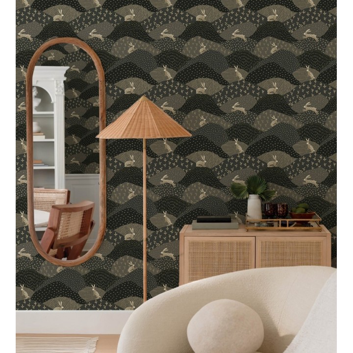 Papel pintado de liebres en el campo estilo Cottagecore - Maya Fluffy 684039