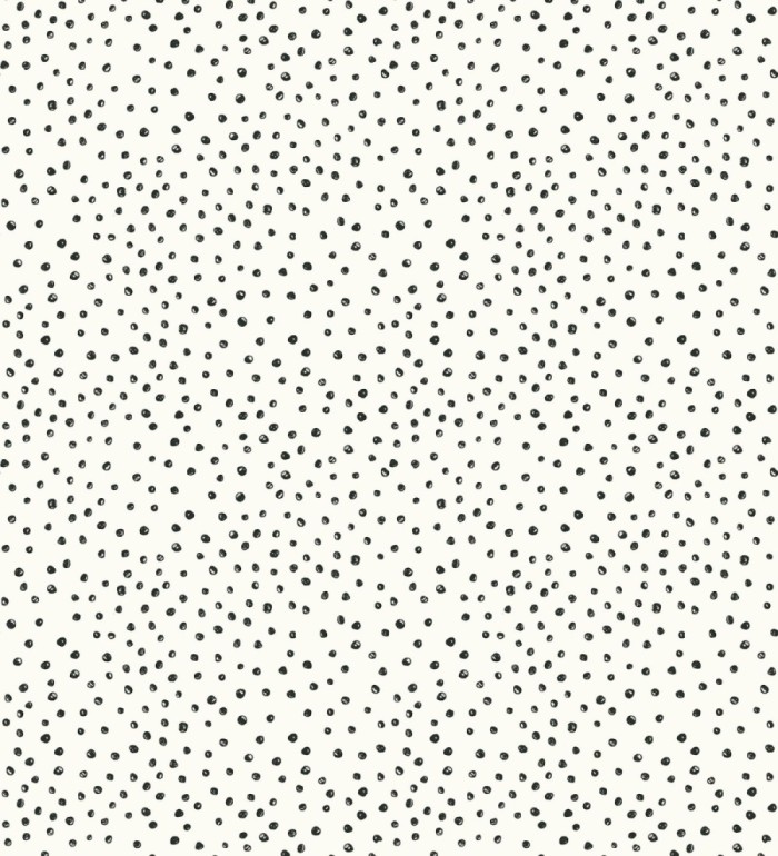 Papel pintado de motas de pintura negra fondo blanco - Pia Polka 684040