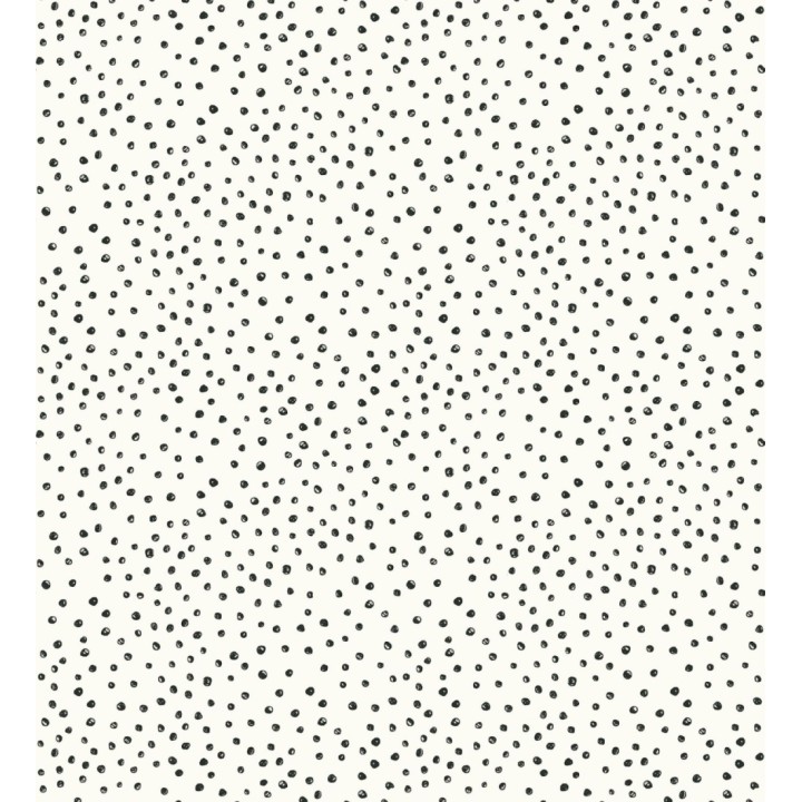 Papel pintado de motas de pintura negra fondo blanco - Pia Polka 684040
