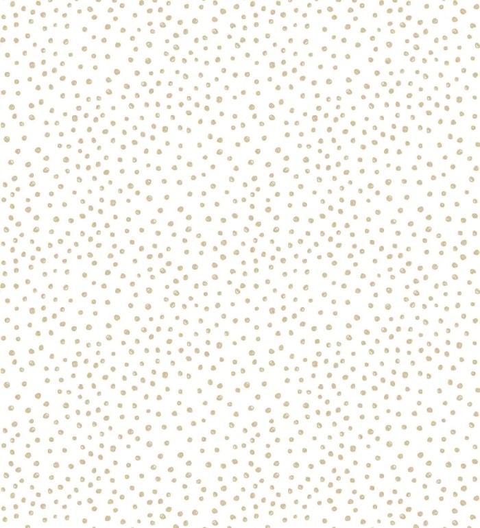 Papel pintado de motas de pintura oro fondo blanco - Pia Polka 684041