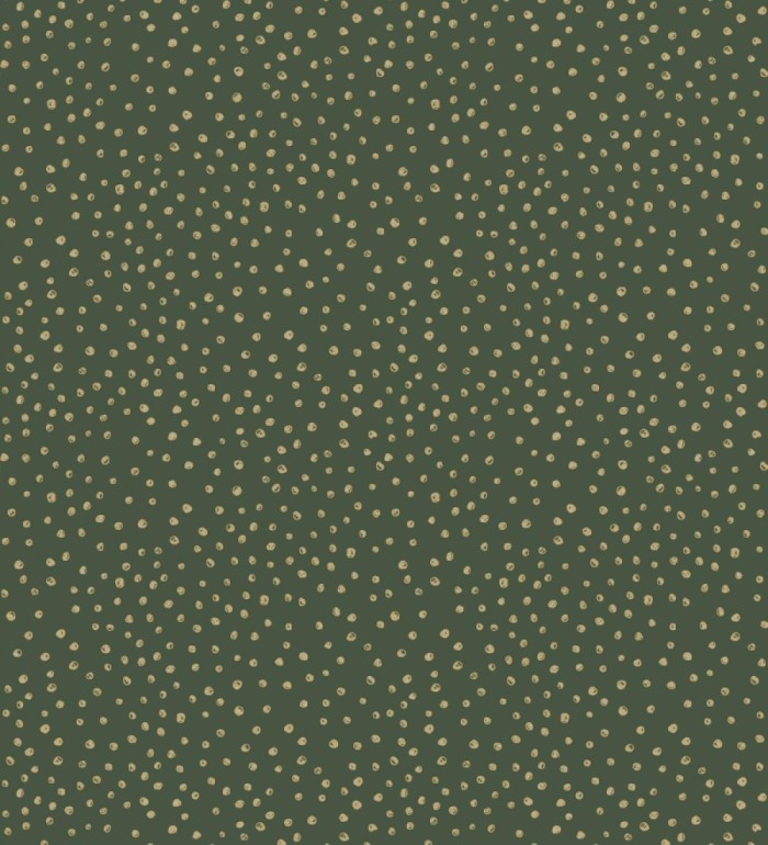 Papel pintado de motas de pintura oro fondo verde oscuro - Pia Polka 684042