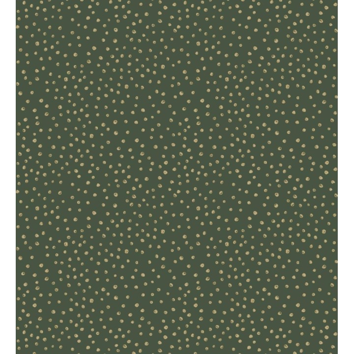Papel pintado de motas de pintura oro fondo verde oscuro - Pia Polka 684042