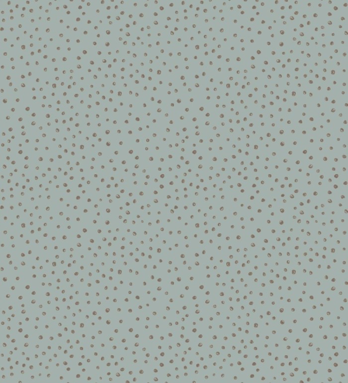 Papel pintado de motas de pintura cobriza fondo cian grisáceo - Pia Polka 684043